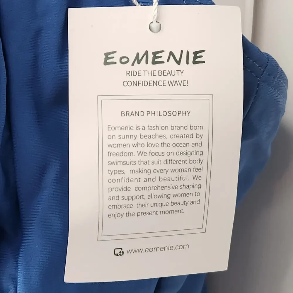 NWT EoMenie Royal Blue Pleated Built in Bra One Piece Swimsuit Plus Women's 2XL‎